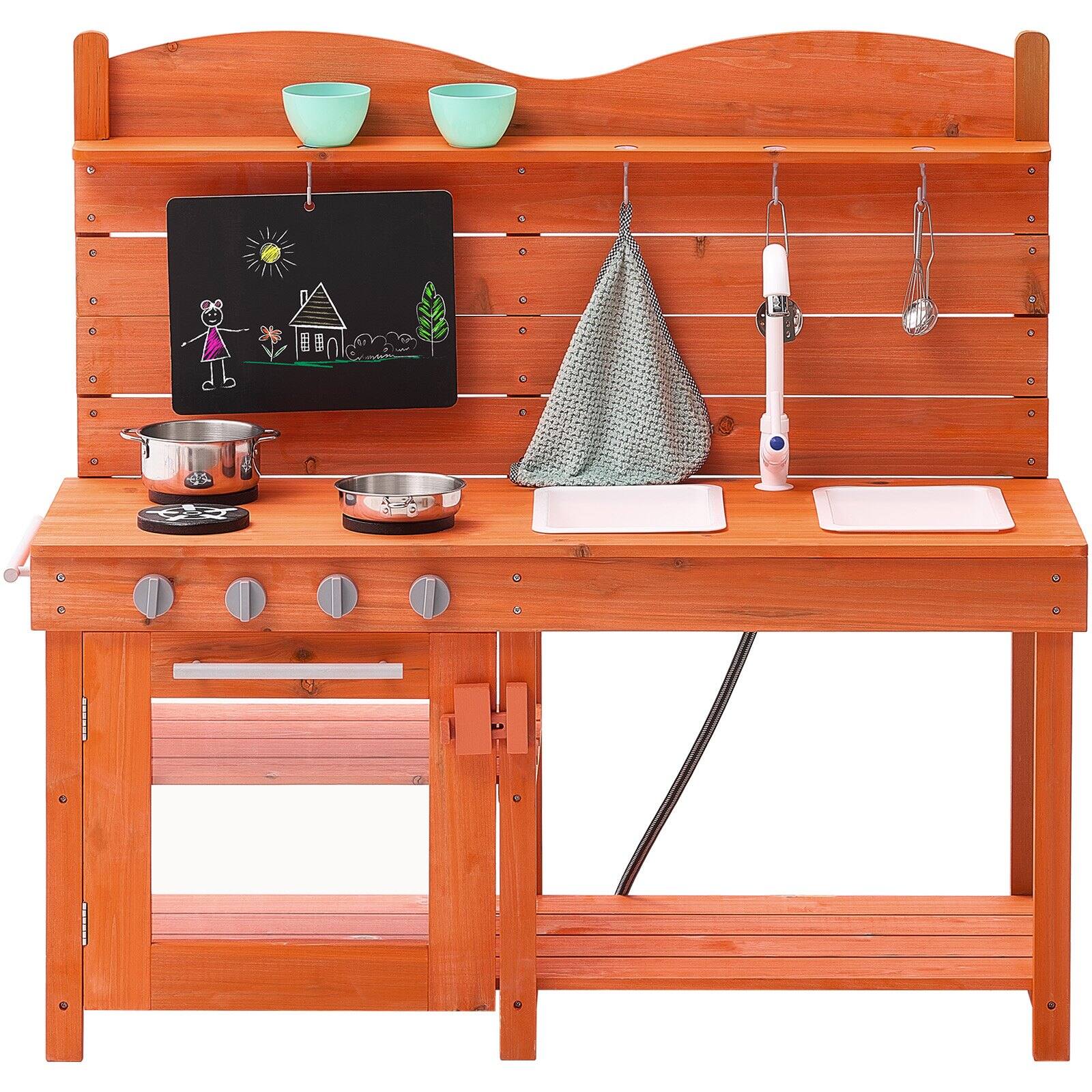 SKONYON - Wooden Outdoor Mud Kitchen for Kids with Sink Stove and Pots - Orange price history on PriceWatchPro
