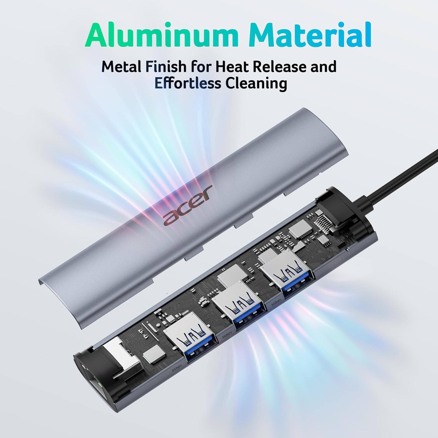 Aluminum Material  
Metal Finish for Heat Release and Effortless Cleaning