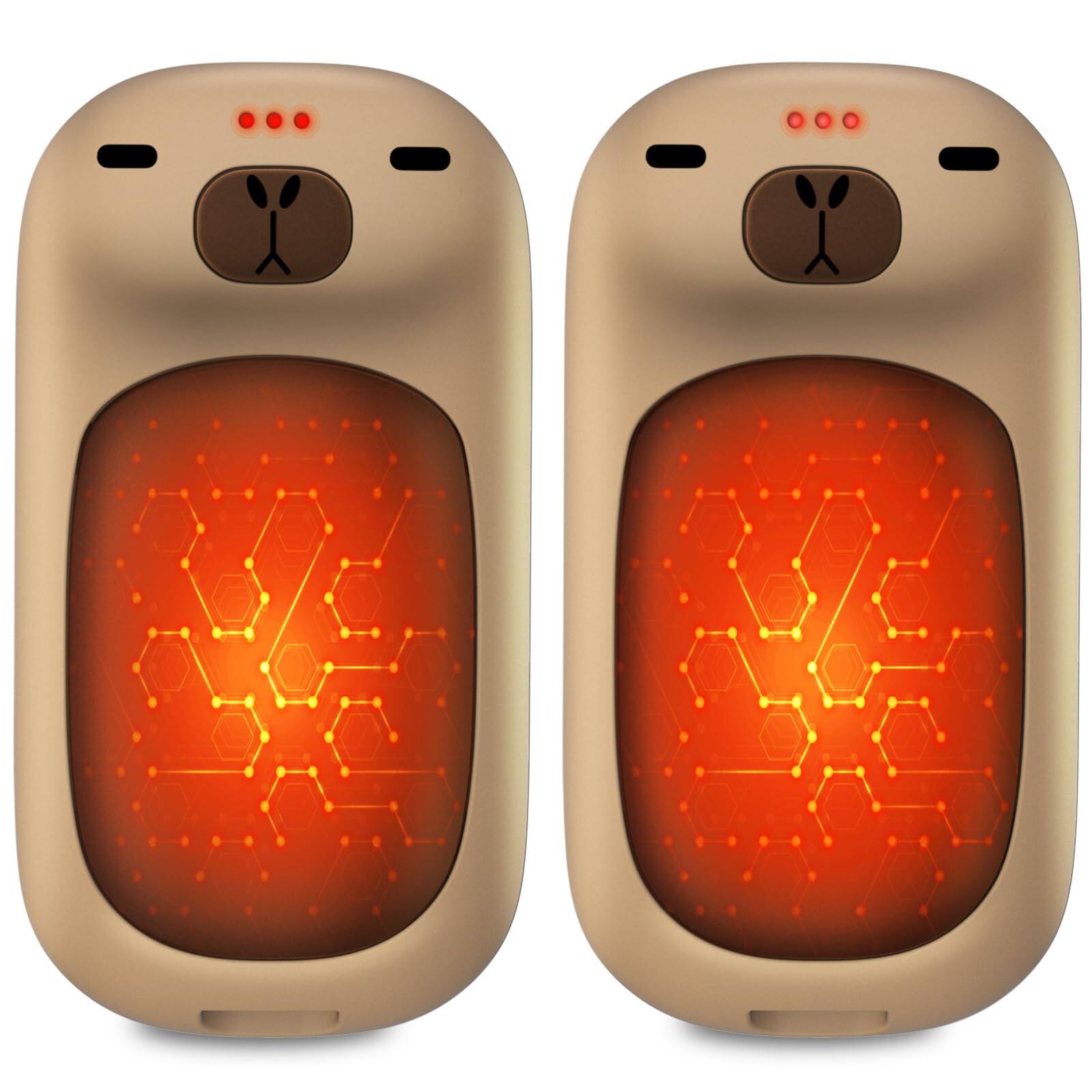 Front. PRIMEPLUS - Rechargeable Electric Hand Warmers, 1S Heating, 6000mAh 24H, Capybara Christmas Gift Stocking Stuffers for Thanksgiving - Brown.