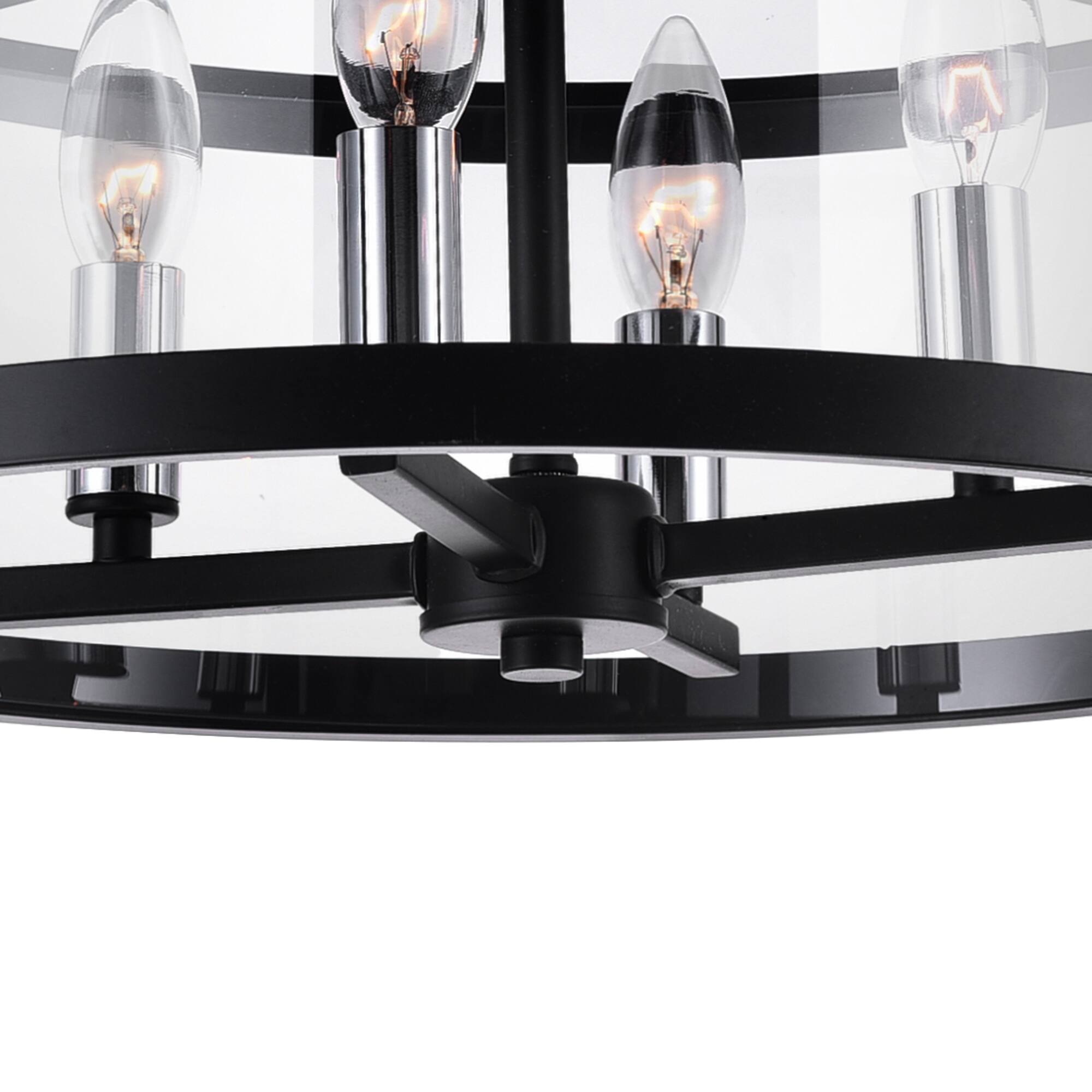 Back. CWI Lighting - Miette 4 Light Cage Flush Mount With Black Finish - Black.