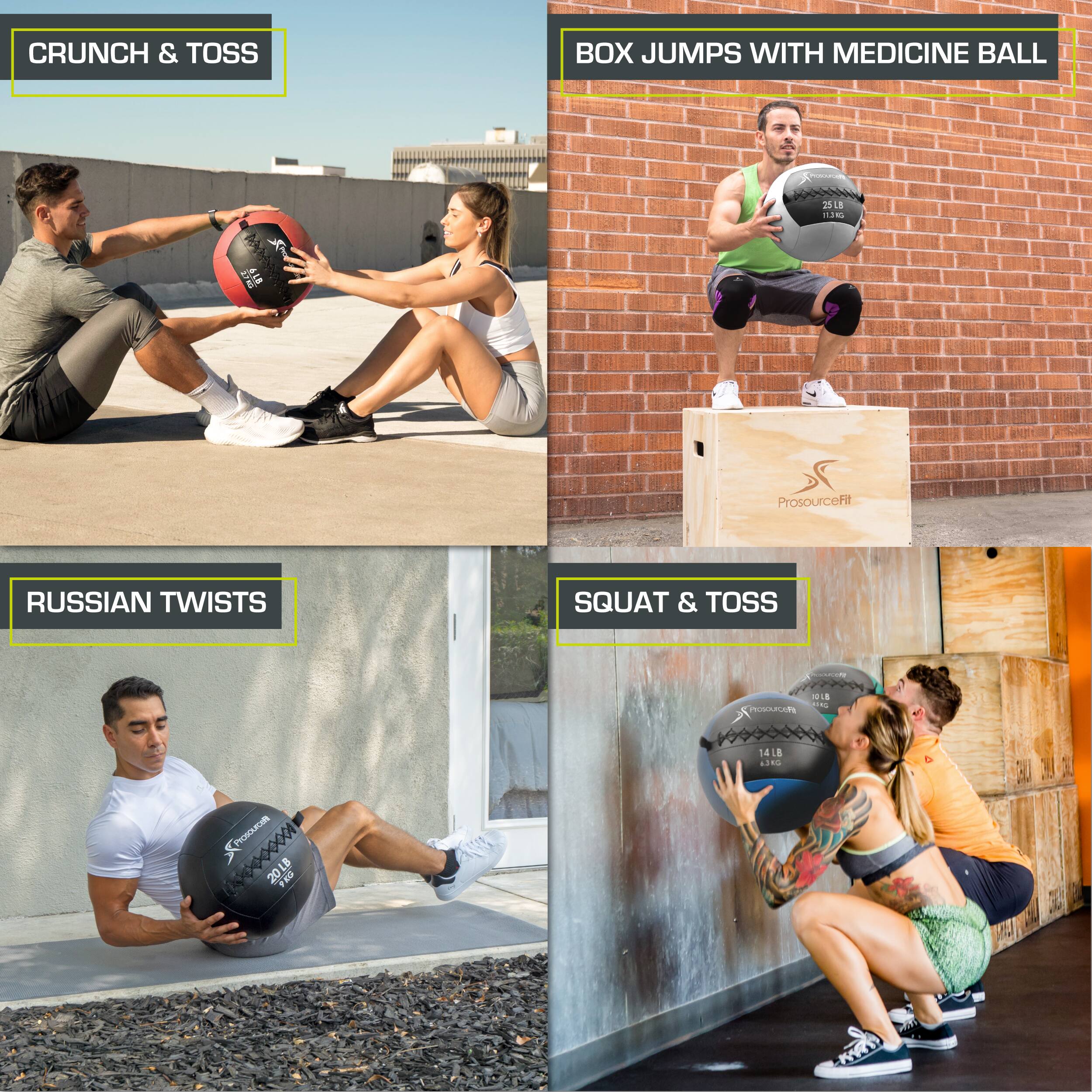 CRUNCH & TOSS BOX JUMPS WITH MEDICINE BALL RUSSIAN TWISTS SQUAT & TOSS