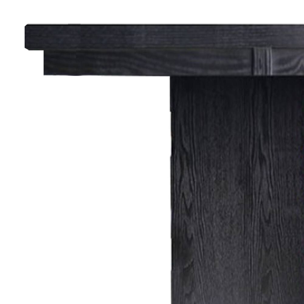 Alt View 1. Manhattan Lane - Wooden Dining Table with Pedestal Base Legs and LED Light, Black - Black.