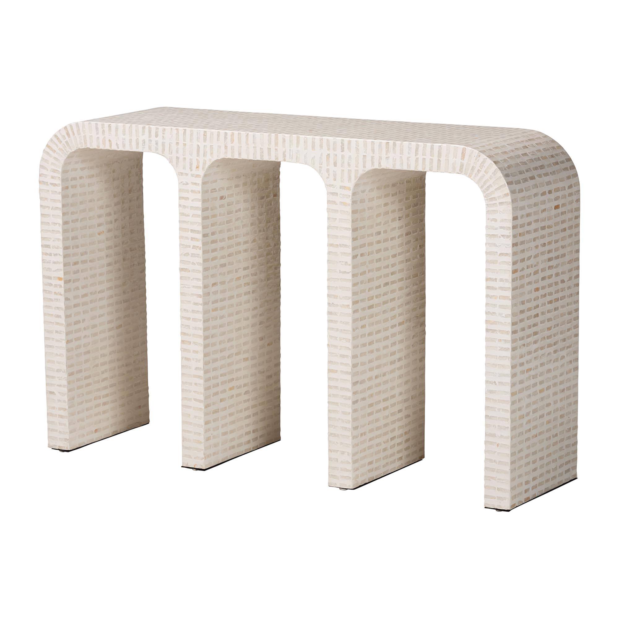 Front. bali & pari - Chalina Capiz Shell Console Table - White/Beige.