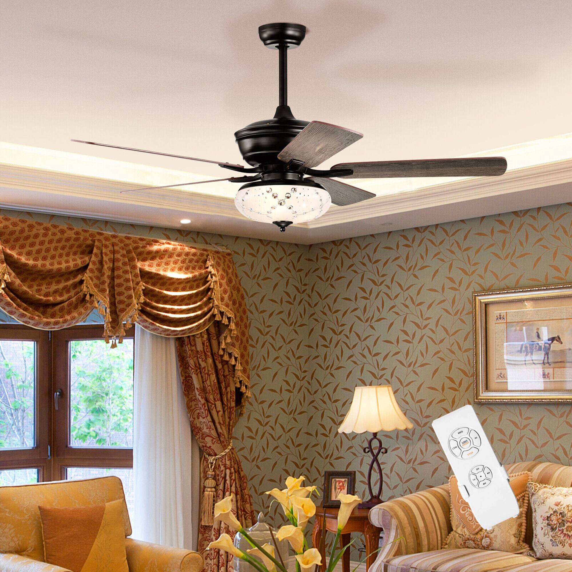 Alt View 2. Gymax - Gymax 52'' Ceiling Fan with 3 Wind Speeds 5 Reversible Blades & Remote Control Grey - Grey.
