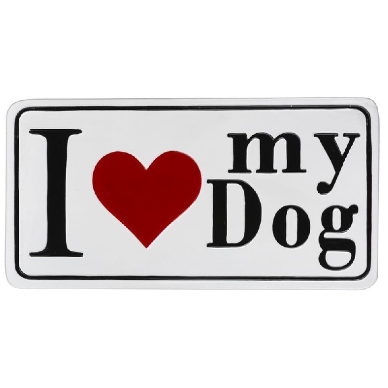 Front. Ganz - I Love My Dog Enamel Wall Decoration 19.75 x 10.25 Inch - White.