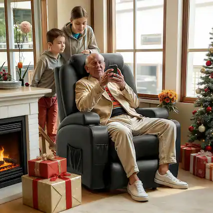 Front. Brick Attic - Electric Lift Recliner Sofa with Massage/ Heating Function, Dual Motors and Max 155° tilt, Single Sofa Home Theater Seat - Black.