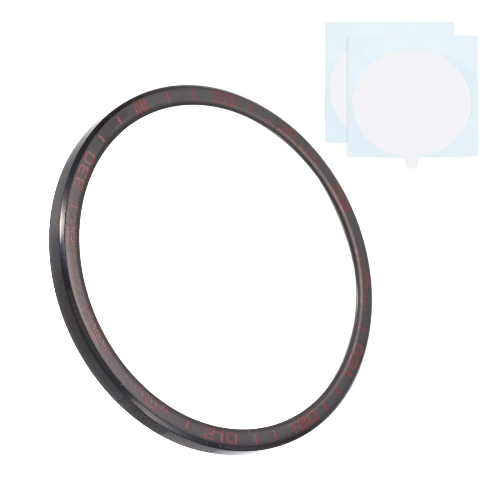 Unique Bargains - 43mm Stainless Steel Bezel Ring Adhesive Bumper Cover Protective Case for Garmin Fenix 8 Amoled - Black/Red