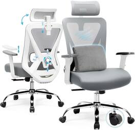 CloudRest Pro - Ergonomic Office Chair,Computer Desk Chair with Adjustable Lumbar Support, 3D Headrest High Back Executive Swivel Chair - Gray