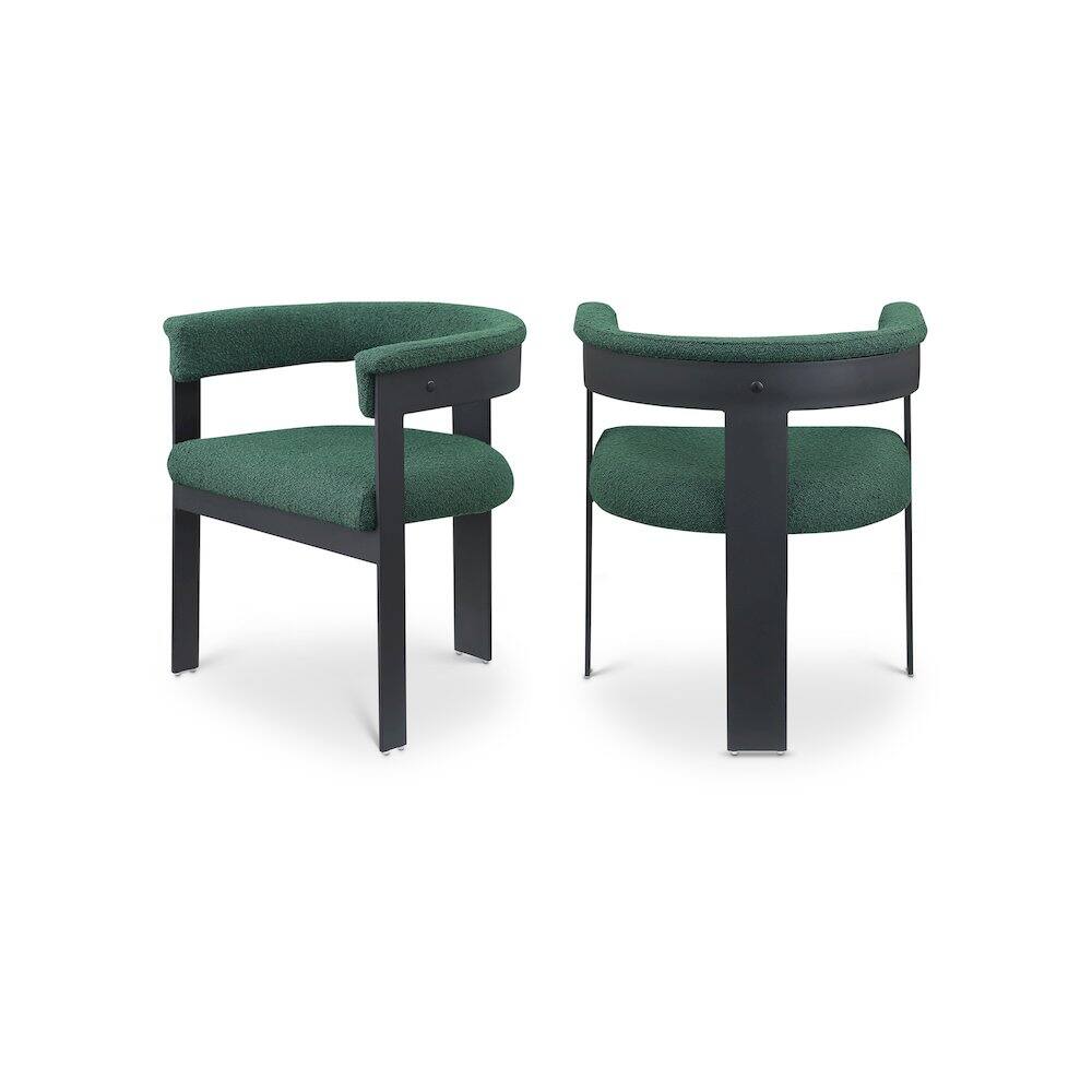 Meridian Furniture - Romeo Boucle Fabric Dining Chair, Set of 2 - Green
