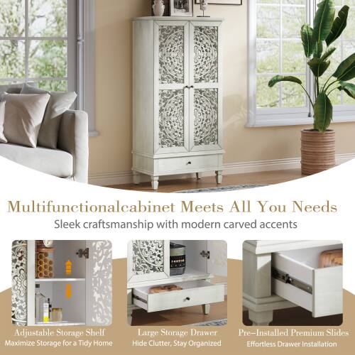 Multifunctional Cabinet Meets All Your Needs

Sleek craftsmanship with modern carved accents

Adjustable Storage Shelf - Maximize Storage for a Tidy Home

Large Storage Drawer - Hide Clutter, Stay Organized

Pre-Installed Premium Slides - Effortless Drawer Installation