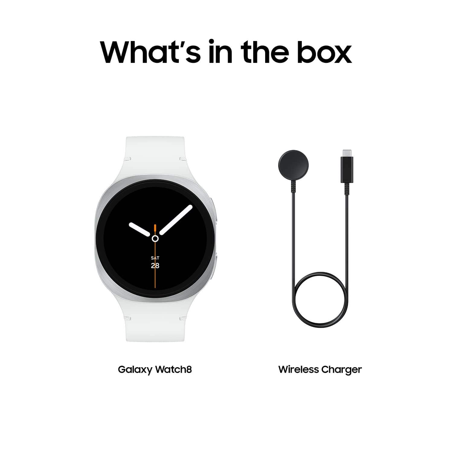 What's in the box: Galaxy Watch8, Wireless Charger