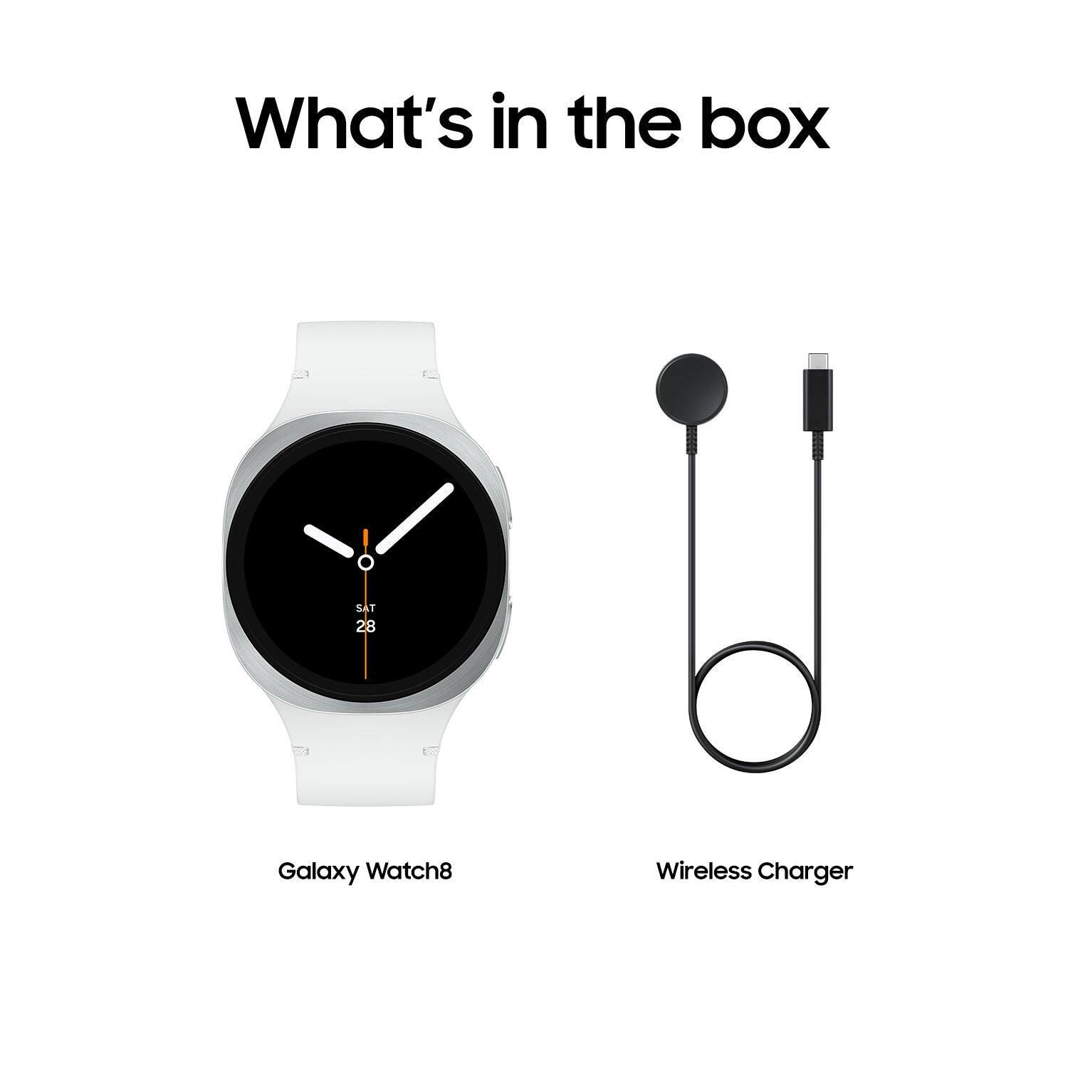 What's in the box: Galaxy Watch8, Wireless Charger
