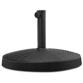 Gymax - 49 lbs Round Resin Patio Umbrella Base Stand Holder w/ Adjustable Knob - Black