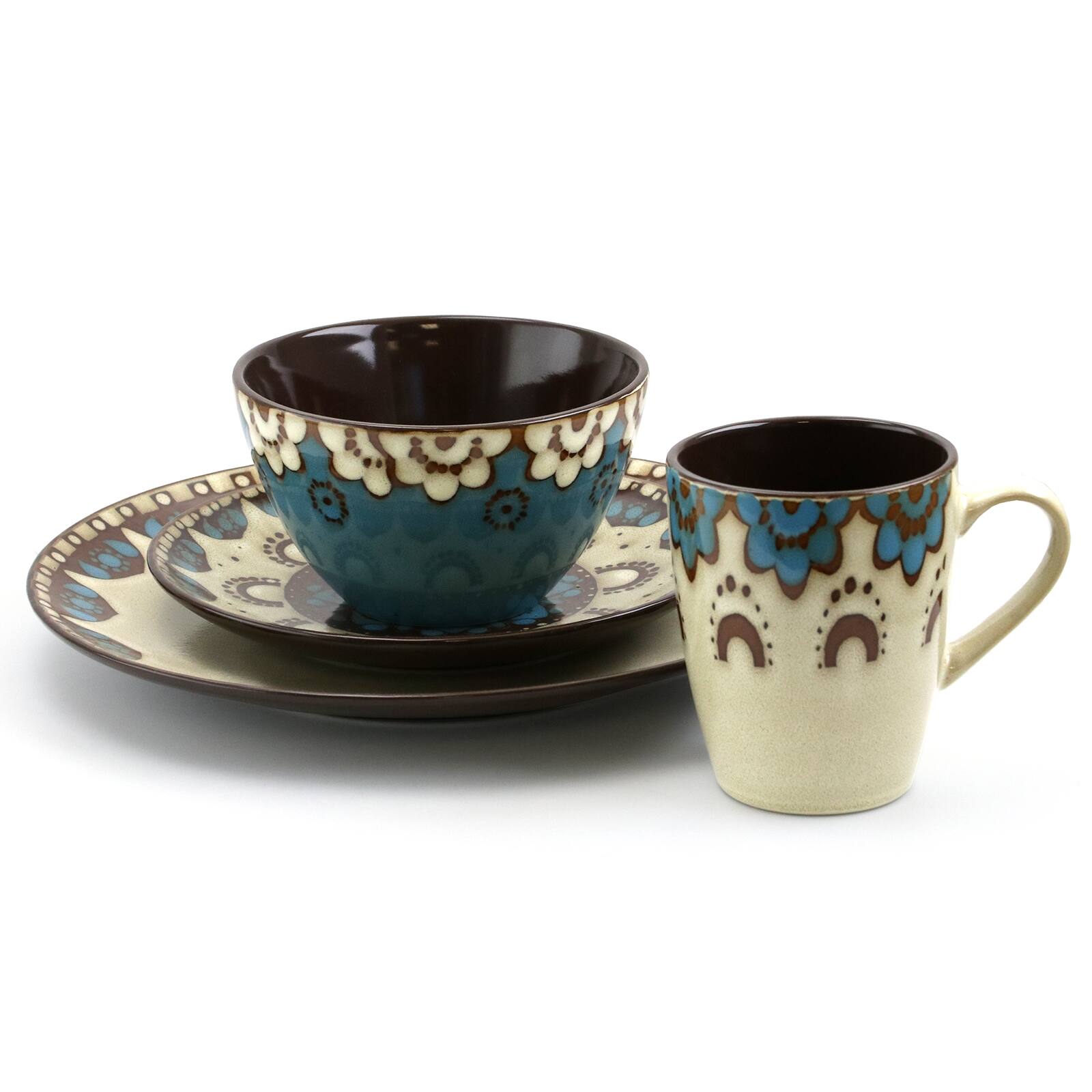 Alt View 4. Elama - Elama Clay Heart 16 Piece Luxurious Stoneware Dinnerware with Complete Setting for 4, 16pc - Multi-Color.