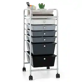 Ecooso - 6-Drawer Rolling Organizer Cart, Mobile Drawer Storage Unit for Craft Room, Classroom and Office Use - Black & Gray