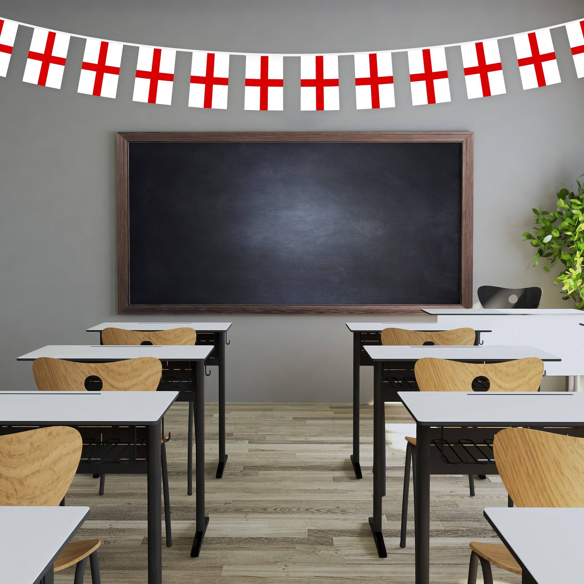 Back. G128 - England Bunting Banner 33 ft String with 38 Mini Flags, 8.2 x 5.5 in. - Assorted Colors.