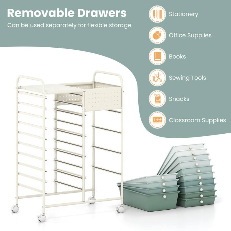 Removable Drawers  
Can be used separately for flexible storage  
Stationery  
Office Supplies  
Books  
Sewing Tools  
Snacks  
Classroom Supplies