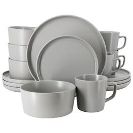 Elama - Luxmatte Light Grey 16 Piece Dinnerware Set - Light Gray