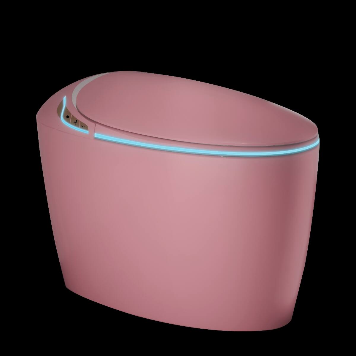 Alt View 5. Loheer - Loheer Smart Toilet With Built In Bidet, Pink One Piece Toilet With Auto Lid and Night Light - Pink.