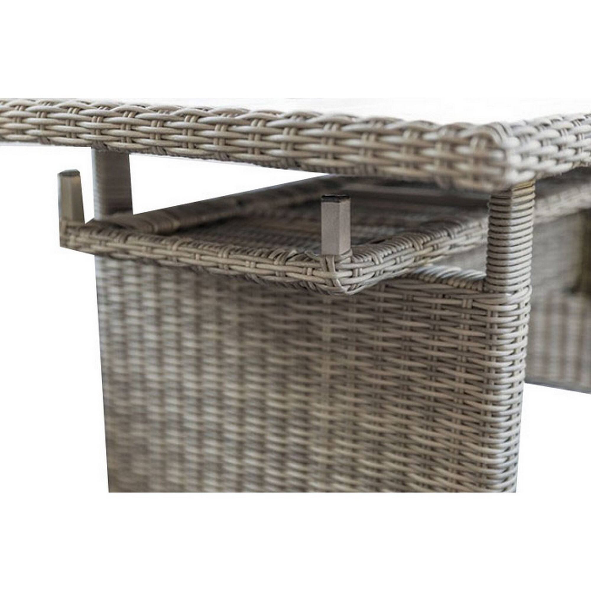 Alt View 2. Manhattan Lane - 59 Inch Outdoor Aluminum Dining Table, Gray Faux Wicker, Slatted Surface - Gray.