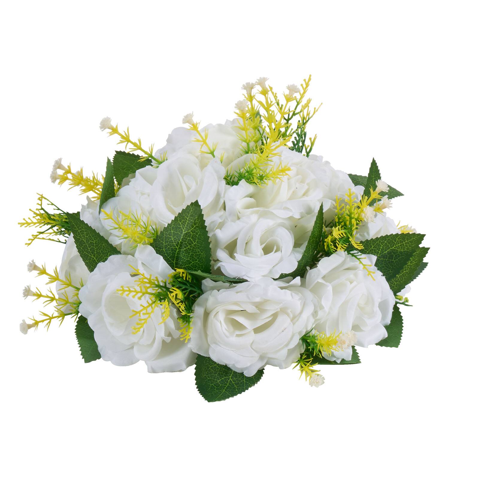 Alt View 5. VEVOR - Flower Balls Arrangement Bouquet 10 PCS, 9.5-Inch Diameter Artificial Flower Balls Wedding Rose Centerpieces - White, green.