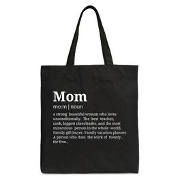 OrnamentallyYou - Personalized Mom Definition Canvas Tote Bag, Funny Mothers Day Gift Shopper - Black