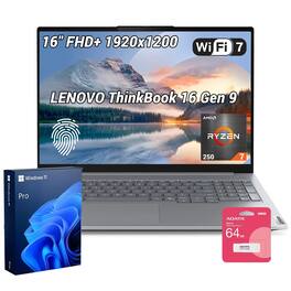 Lenovo - Upgraded - ThinkBook 16 G9 16" FHD+ Laptop - AMD Ryzen 7 250 - 16GB RAM 1TB SSD - FP Reader & Backlit KB & Copilot - 64GB USB Drive - Arctic Grey