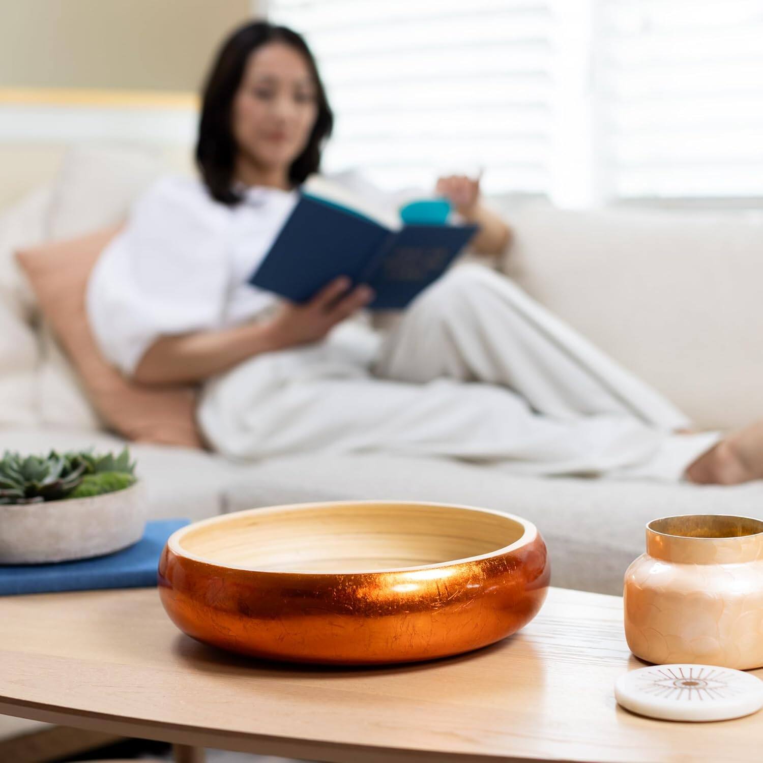 Alt View 3. Lexa - Bamboo Fruit Bowl, 12 Inch, Copper - Copper.