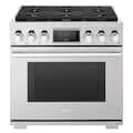 SKS - 36-inch 6.3 Cu. Ft. Freestanding Smart Gas Convection Range with Smart Knobs and Built-in Wok Grate, 6 Burners - Stainless Steel