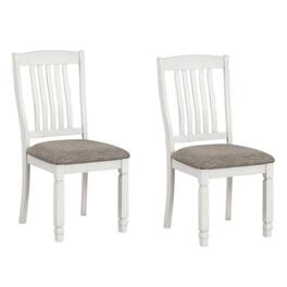 Manhattan Lane - Dola Side Dining Chair Set of 2, Rustic White Wood, Gray Fabric, Slat Back - Rustic White, Gray