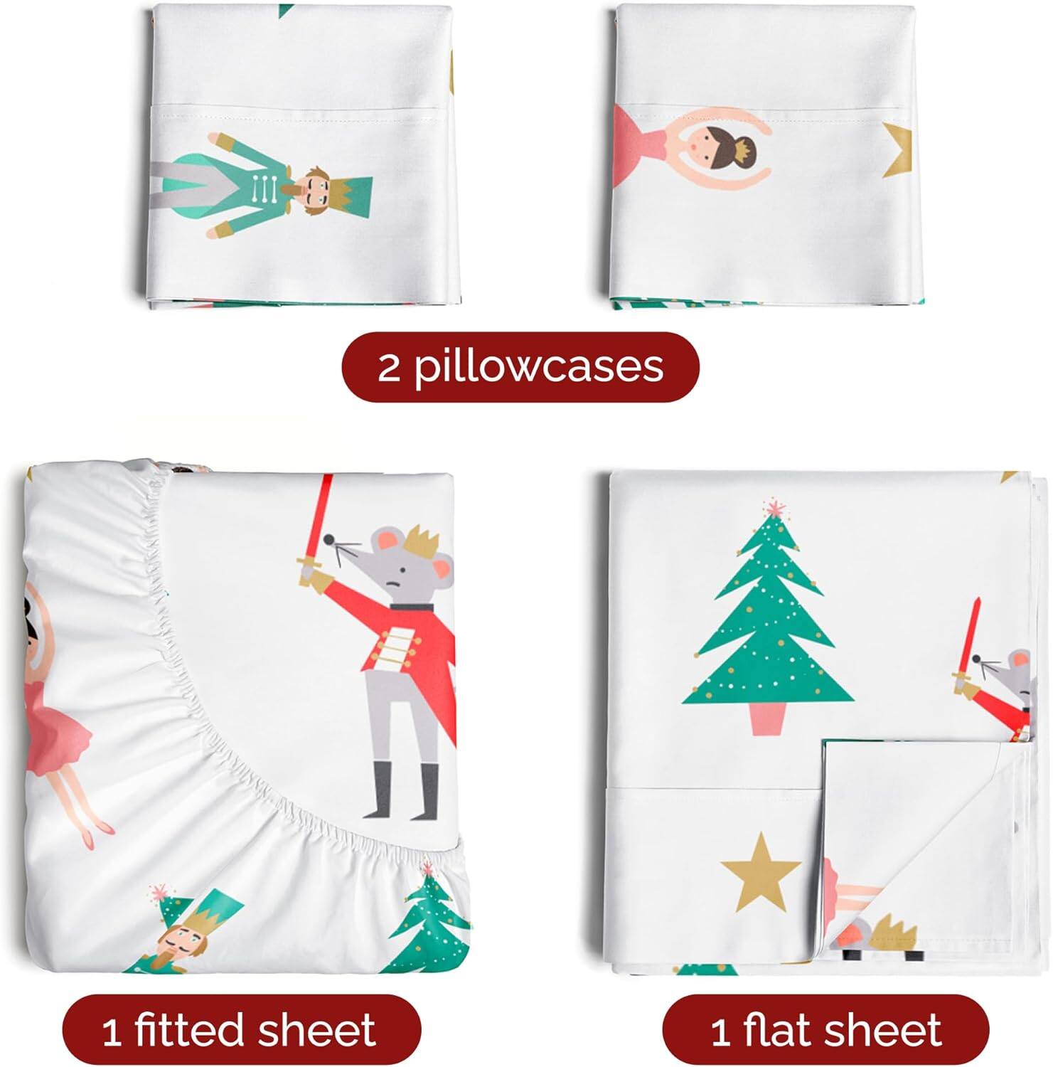 2 pillowcases  
1 fitted sheet  
1 flat sheet