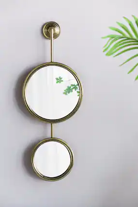 Front. TinyHomie - 2 Circle Mirrors for Wall Decor Unique Contemporary Wall Mirror for Living Room Bedroom Entryway 11x28 Inch.