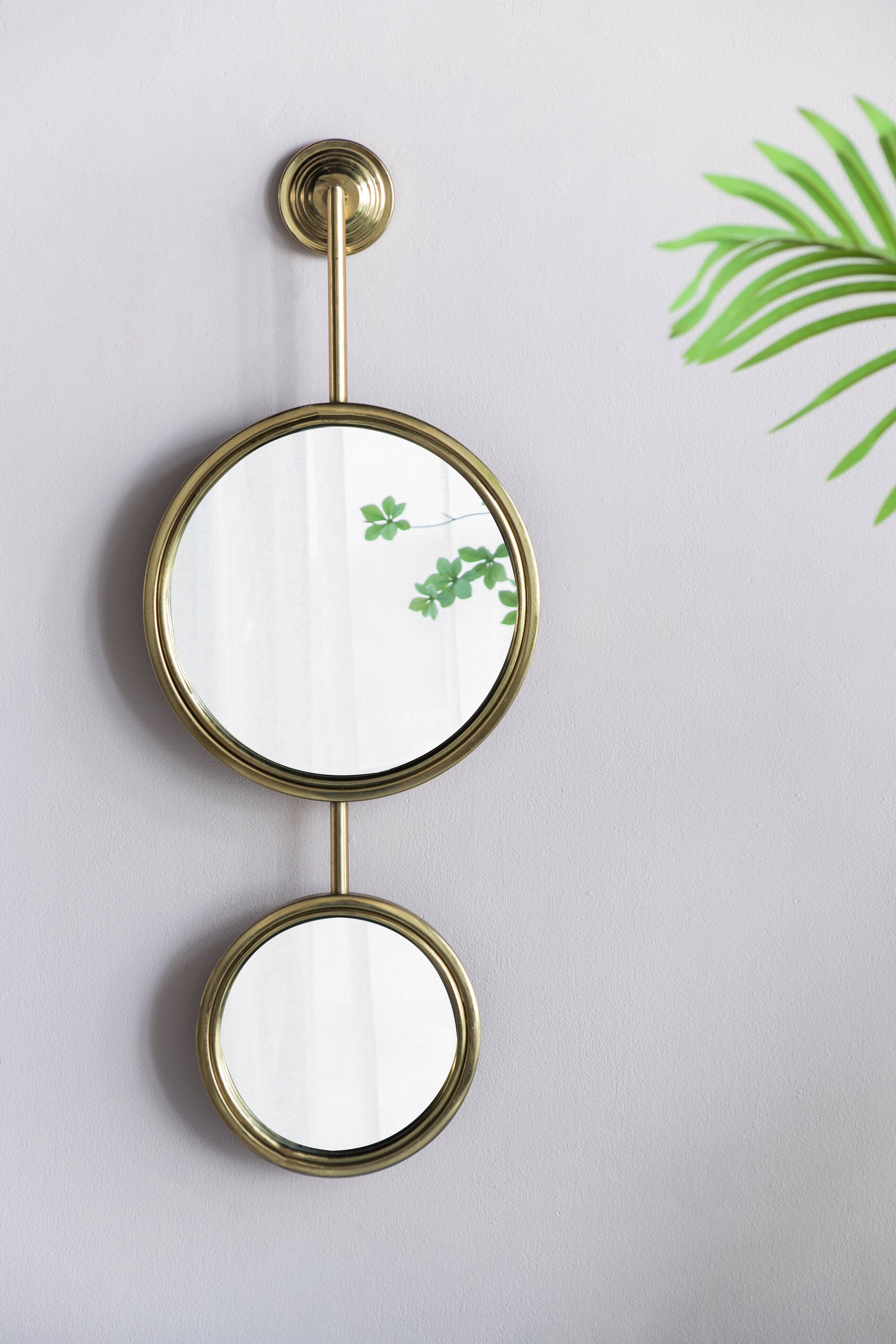 Front. TinyHomie - 2 Circle Mirrors for Wall Decor Unique Contemporary Wall Mirror for Living Room Bedroom Entryway 11x28 Inch.
