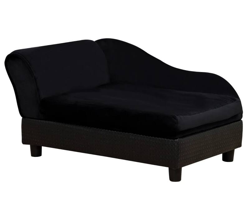 Angle. Siljoy - Black Dog Sofa with Hidden Storage, 2‑Inch Cushion, Tufted Design for Small Pets, 22 lb Capacity - Black.