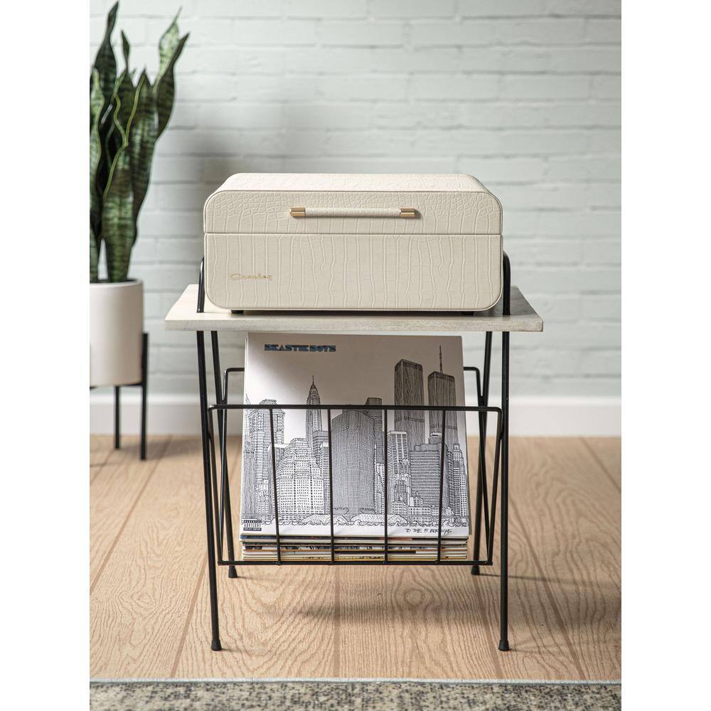 Alt View 5. Crosley Furniture - Wiltshire Record Player Stand - Natural.