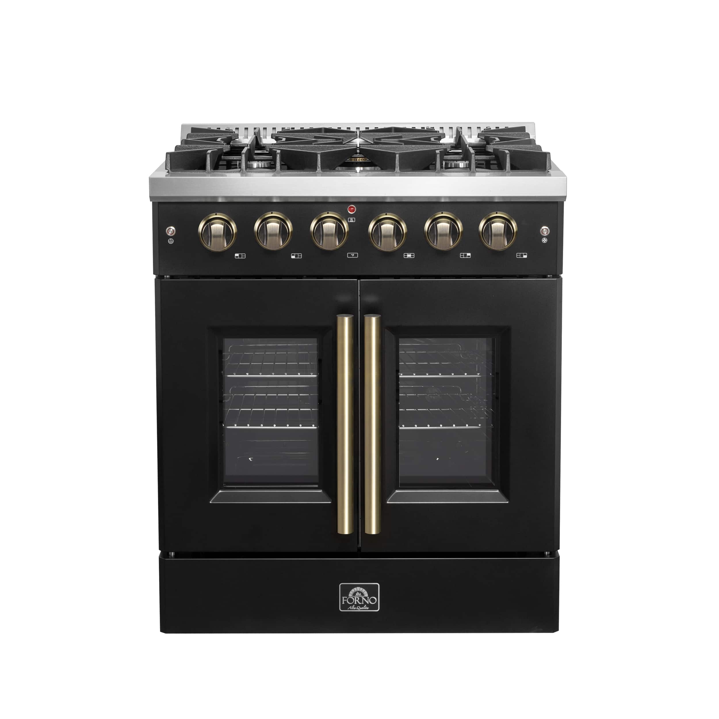 Forno Appliances - Galiano 4.32 Cu. Ft. Freestanding Gas Convection Range with French Door Design - Black - Front_Zoom