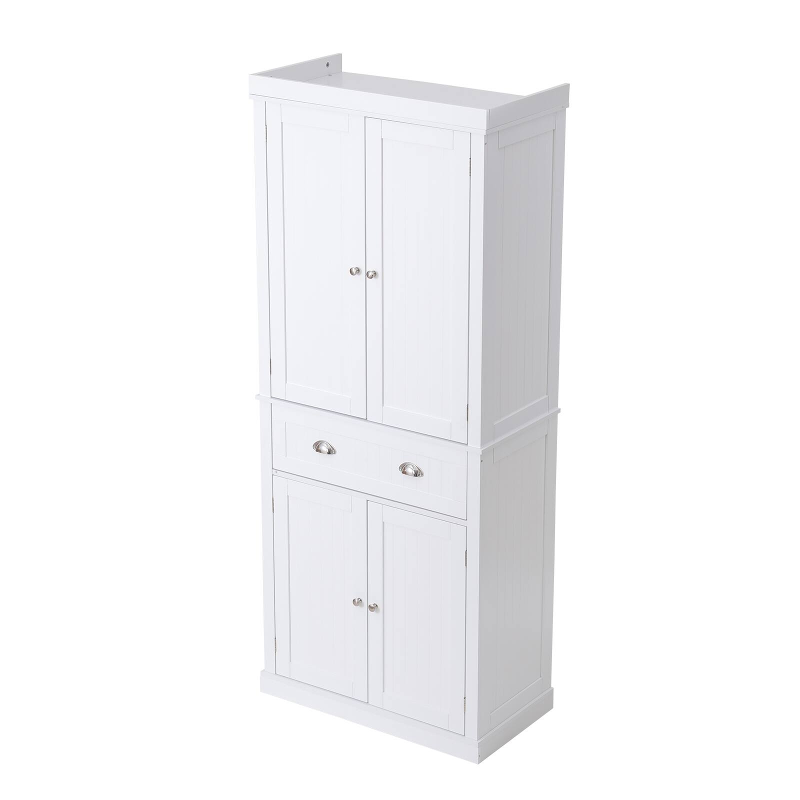Alt View 5. VEVOR - 72" Kitchen Pantry Storage Cabinet, Freestanding Utility Cabinets with Doors, Drawer and 3 Adjustable Shelves - Pearl White.