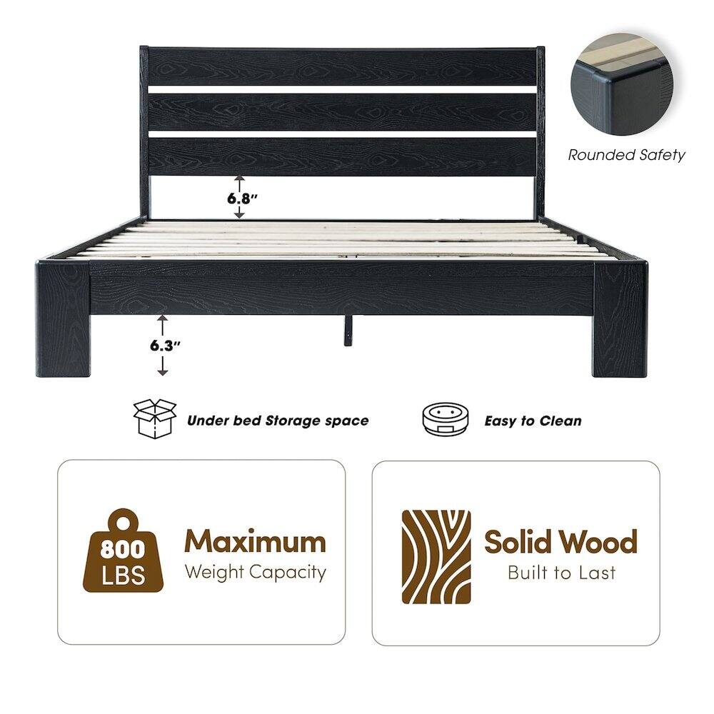 Rounded Safety  
6.8"  
6.3"  
Under bed Storage space  
Easy to Clean  
800 Maximum LBS Weight Capacity  
Solid Wood Built to Last