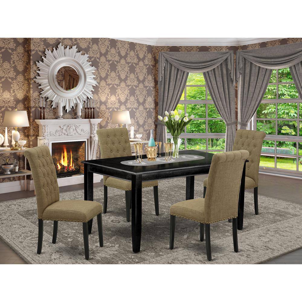 Left. East West Furniture - Dining Room Set Black - Brown.