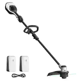 Litheli - 2x20V 14" Brushless Cordless String Trimmer, Battery Powered Weed Eater, U20 Series Grass Trimmer with 2.5Ah Bat - BLACK AND WHITE