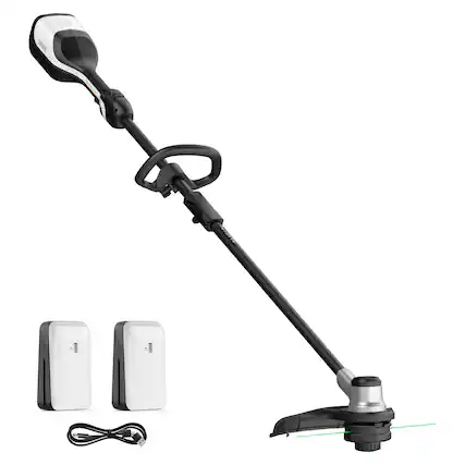 Front. Litheli - 2x20V 14" Brushless Cordless String Trimmer, Battery Powered Weed Eater, U20 Series Grass Trimmer with 2.5Ah Bat - BLACK AND WHITE.