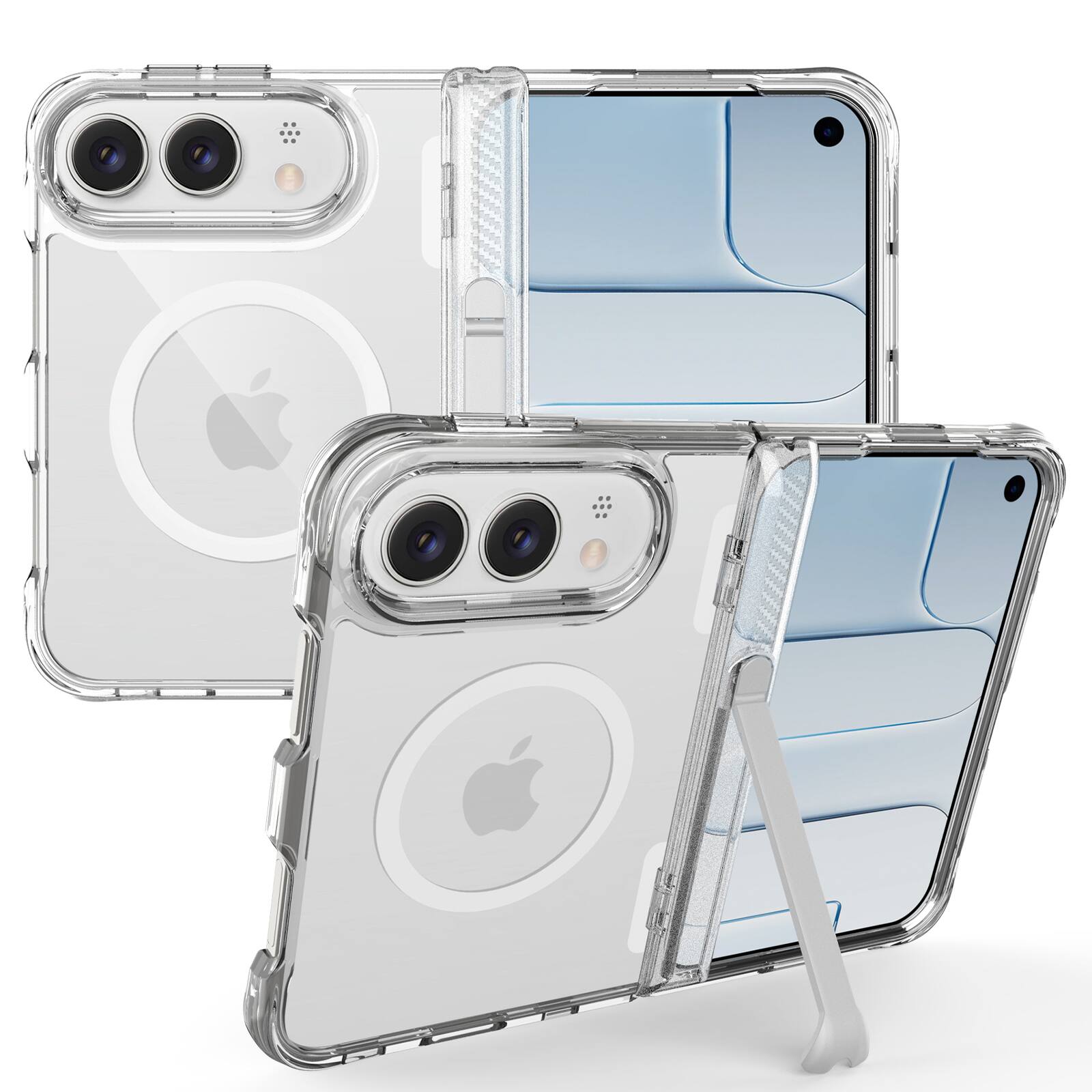 UUCOVER - Magnetic Case for Apple iPhone Duo,Shockproof TPU Hinge Protection PC Case Compatible with MagSafe Kickstand Cover - Clear