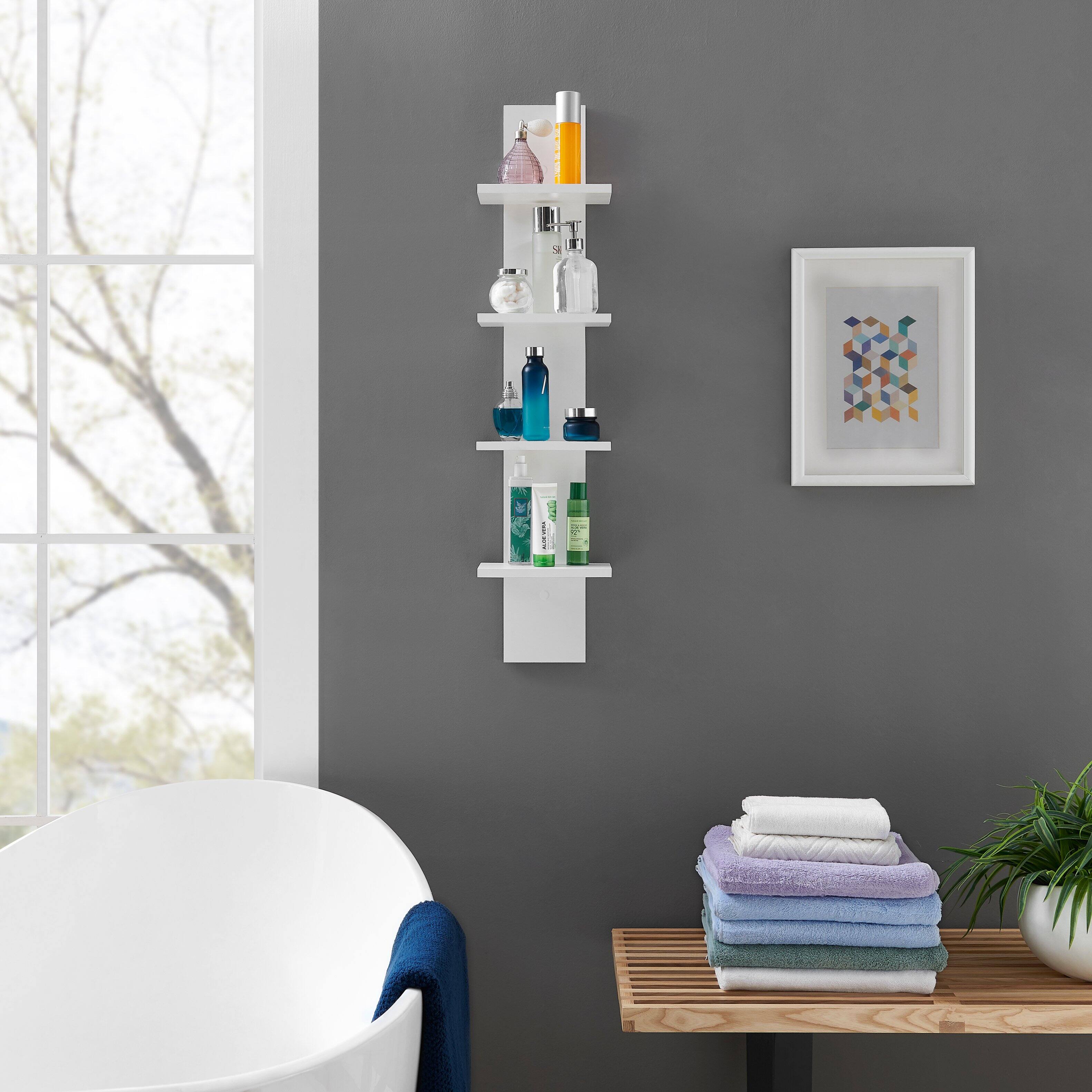 Back. Danya B - Arica Utility Column 4-Tier Spine Wall Shelves - White.