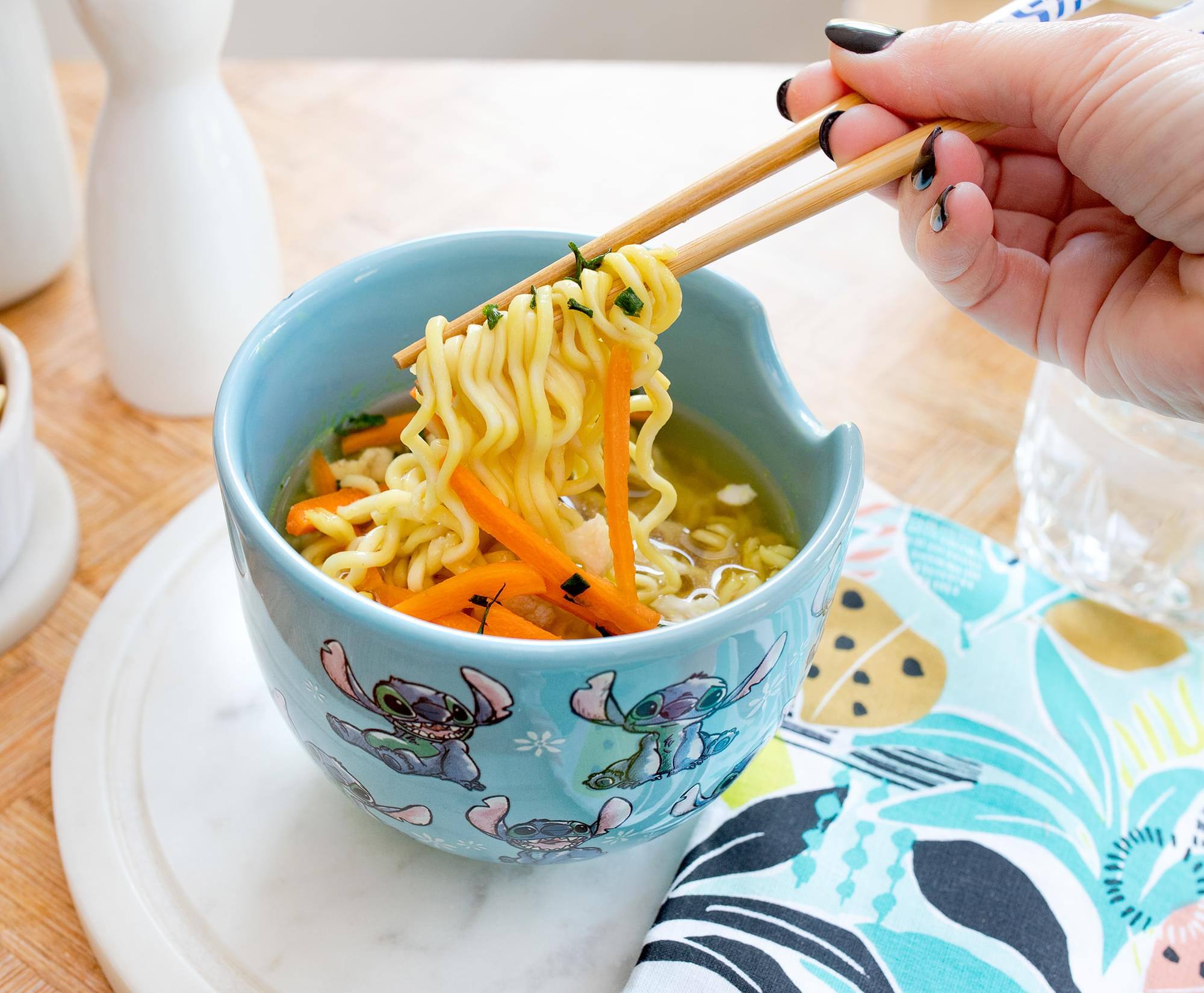 Alt View 4. Silver Buffalo - Disney Lilo & Stitch 20-Ounce Ramen Bowl and Chopstick Set - Blue.