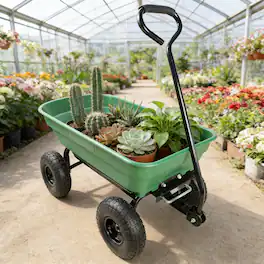 Loheer - Poly Garden Dump Truck Steel Frame Garden Cart 55L Green