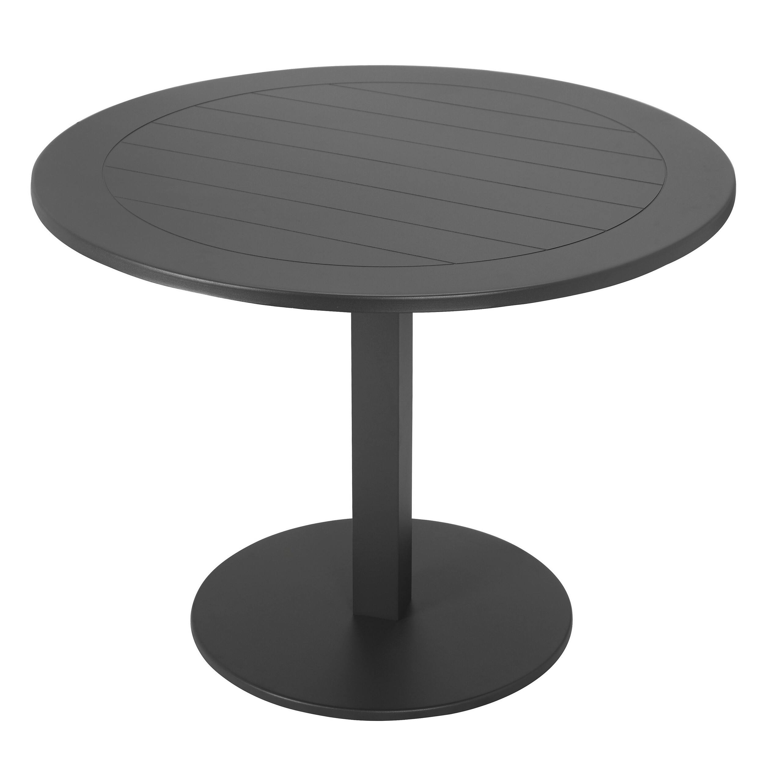 Front. Manhattan Lane - Keli 35 Inch Round Dining Table, Aluminum Frame, Foldable Design - Gray.