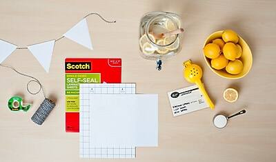 Scotch Self-Seal  
Since 1949  
Self-Seal  
Laminating Sheets  
10 Sheets  
A4 Size  
Laminating  
Laminating Sheets  
10 Sheets  
A4 Size