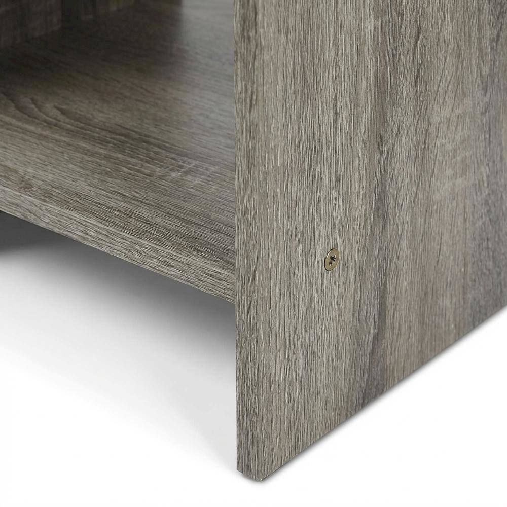 Alt View 2. FurniFact - French Oak and Black Finish Nightstand with Storage Shelf and Bin Drawer - French Oak/Black.