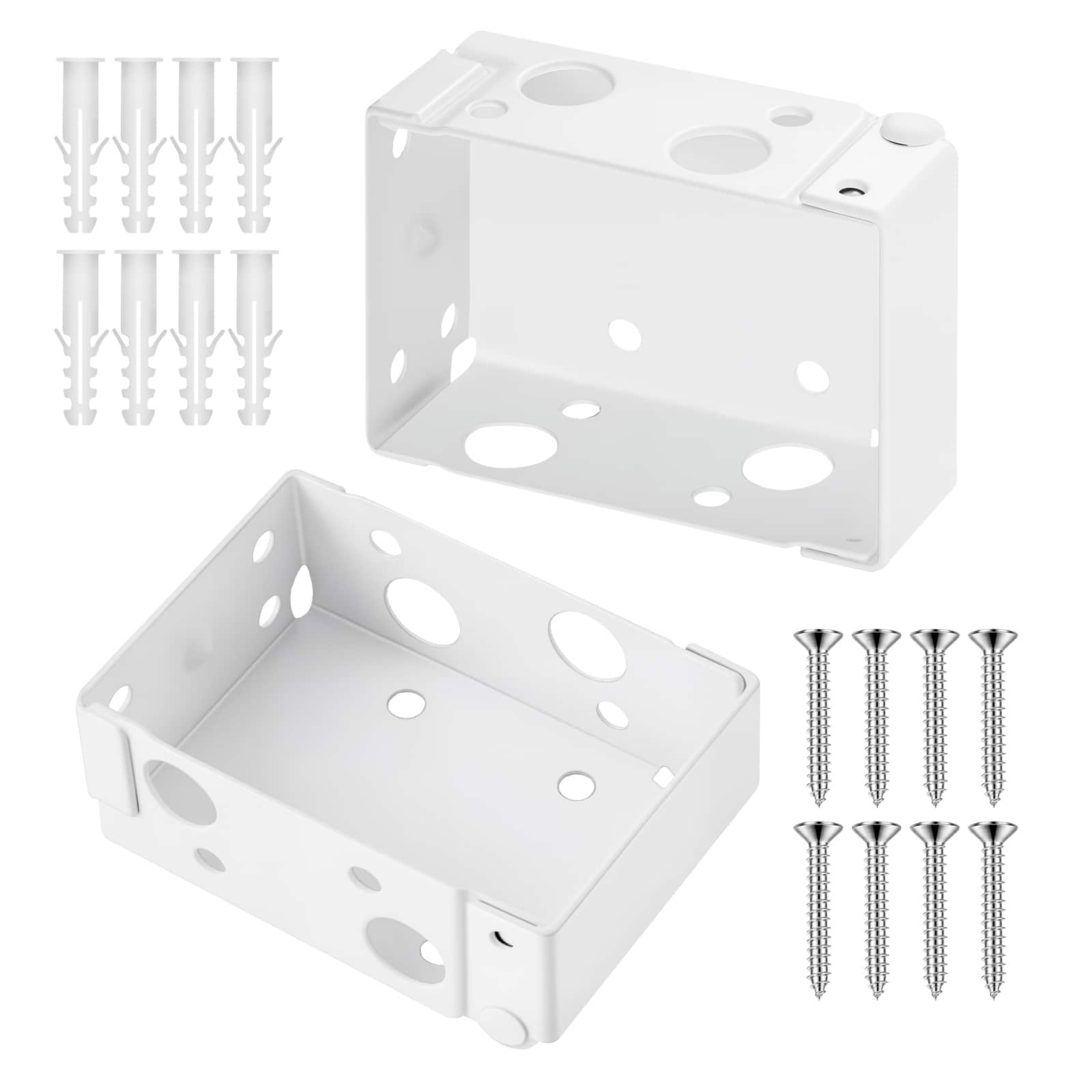 VEVOR - Box Mounting Brackets, 2 Pcs, Box Blind Bracket for Window Blinds,Fit for 1.5x2.25 in Headrails,with Self-Tapping Screws - White