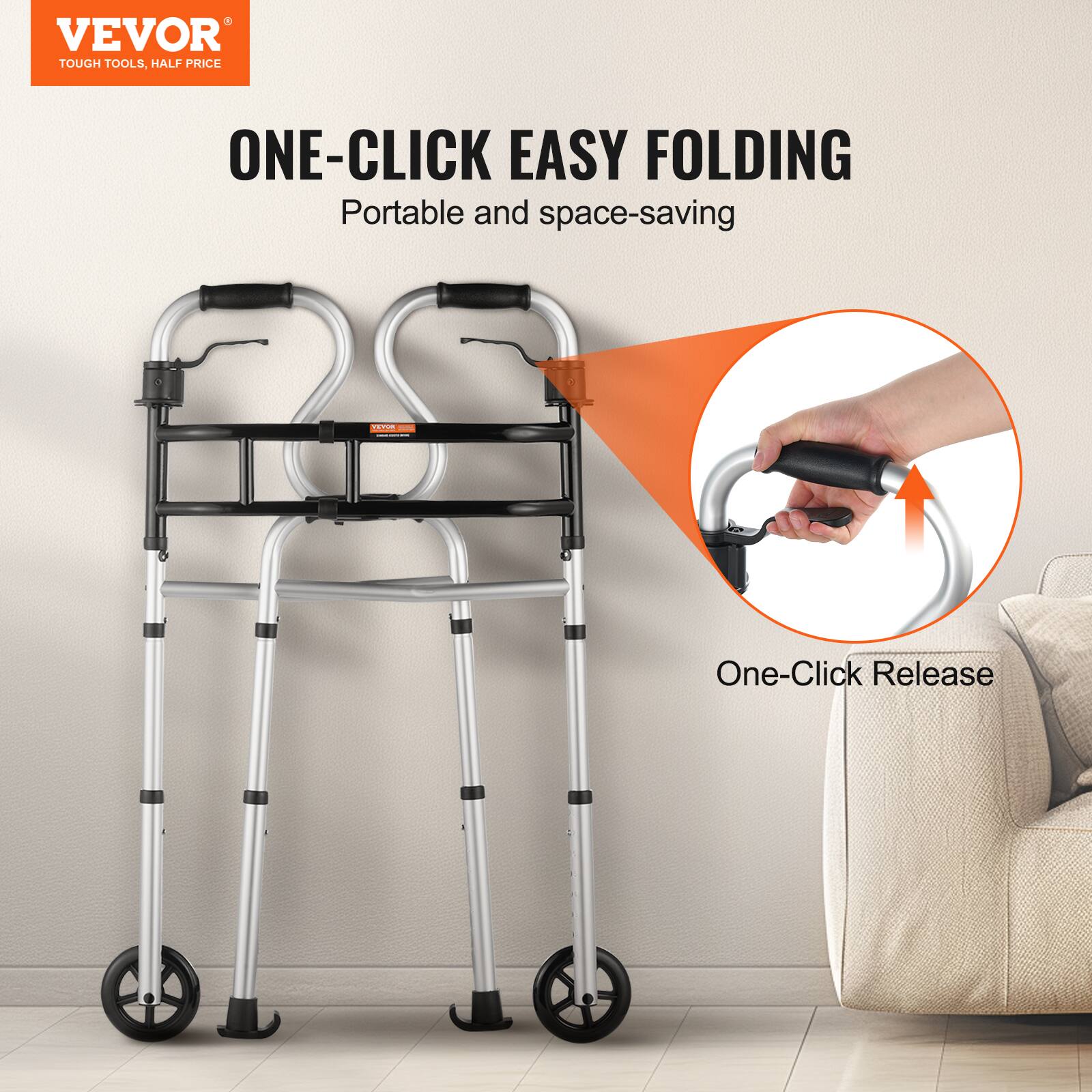 VEVOR TOUGH TOOLS, HALF PRICE ONE-CLICK EASY FOLDING Portable and space-saving One-Click Release
